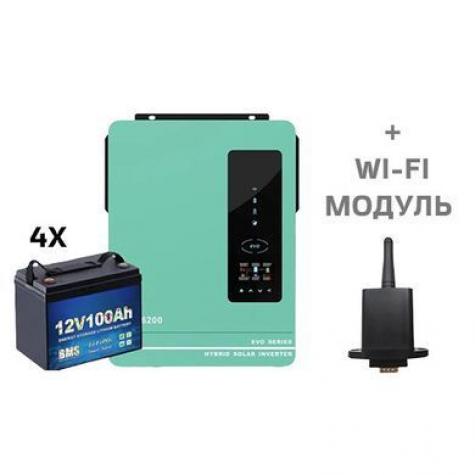 Гибридный инвертор Anern AN-SCI-EVO-6200 (WI-FI) , 48 В, 6200 Вт + ЧЕТЫРЕ LiFePO4 аккумулятора 12V100AH фото 4