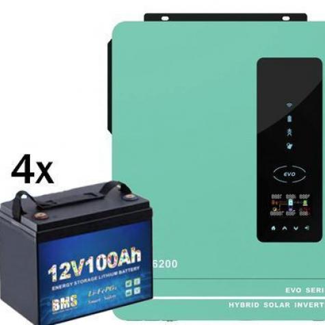 Гибридный инвертор Anern AN-SCI-EVO-6200 (WI-FI) , 48 В, 6200 Вт + ЧЕТЫРЕ LiFePO4 аккумулятора 12V100AH фото 1