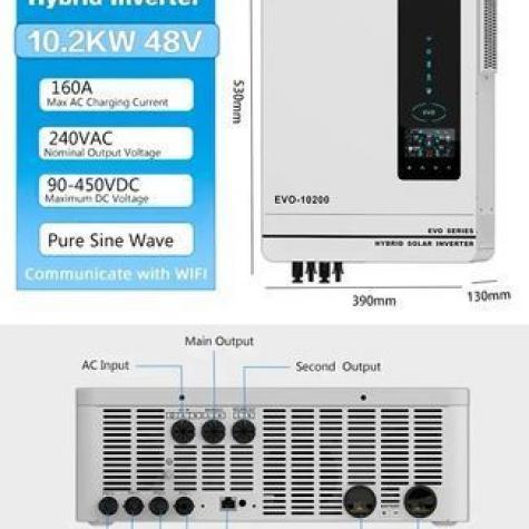 Комплект гибридный инвертор Anern AN-SCI-EVO-10200, 48 В, 10200 Вт + ДВА акумулятора LiFePO4 48В Voltsmile V5 фото 4