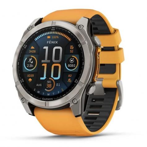 Умные часы Garmin Fenix 8, 51 мм, AMOLED, Sapphire Titanium with spark orange/graphite silicone band фото 1
