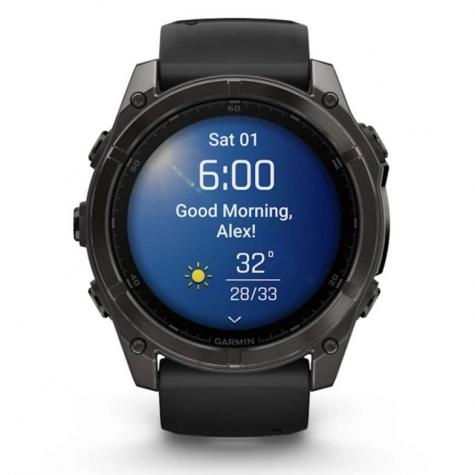 Умные часы Garmin Fenix 8, 51 мм, AMOLED, Sapphire Carbon Gray DLC Titanium with Black/Pebble Gray Silicone band фото 3