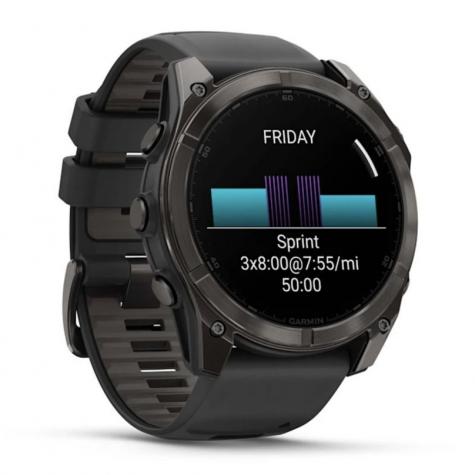Умные часы Garmin Fenix 8, 51 мм, AMOLED, Sapphire Carbon Gray DLC Titanium with Black/Pebble Gray Silicone band фото 4