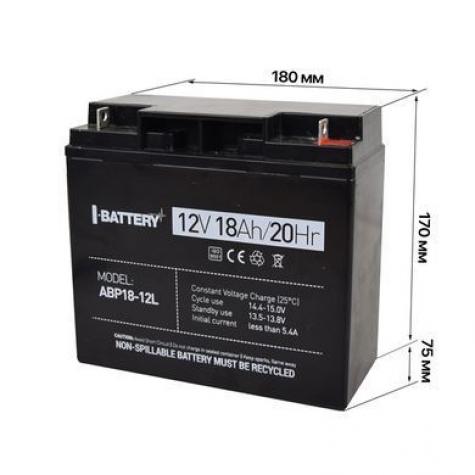 Акумулятор 12В 18А·год для ДБЖ I-Battery ABP18-12L фото 3