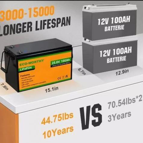 Аккумулятор 24V 100Ah LiFePO4 ECO-WORTHY 24100 фото 3