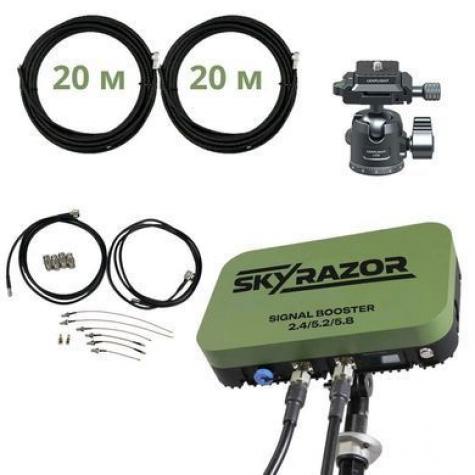 Комплект антенна - усилитель сигнала Skyrazor «Varta» 2.4G/5.2G/5.8G + пигтейлы + кабель 20 метров + кронштейн фото 1