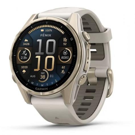 Умные часы Garmin Fenix 8, 43 мм, AMOLED, Sapphire Soft Gold with fog Gray/Dark sandstone silicone band фото 1