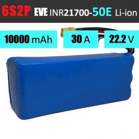 Аккумуляторная сборка 6S2P EVE INR21700-50E: 10000 mAh, 30A, 22.2V / Горизонтальная батарейная сборка 6S2P EVE фото 1