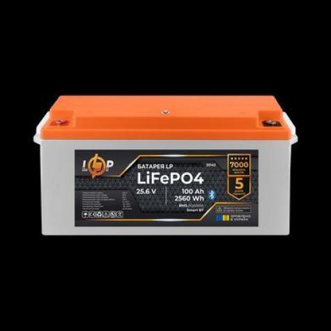 Аккумулятор LP LiFePO4 25,6V - 100 Ah (2560Wh) (BMS 80А/50) пластик Smart BT фото 1