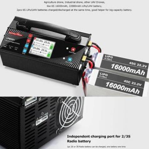 Зарядное устройство Ultra Power UP600+ 1200Вт 2x25A с блоком питания, 2–6S, 110–240В фото 3