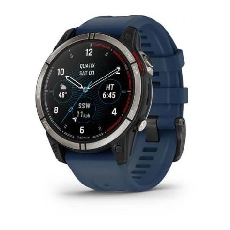 Garmin QUATIX 7 Sapphire титановый с синим силиконовым ремешком фото 1