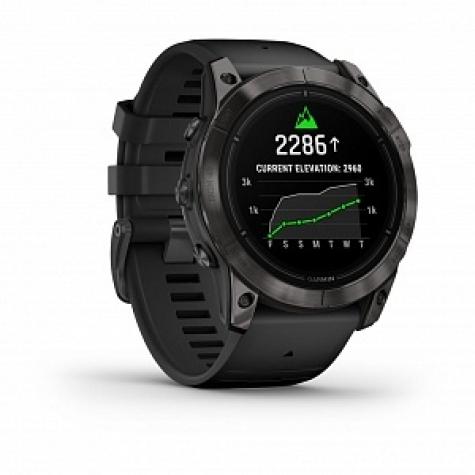 Умные часы EPIX PRO (Gen 2) Sapphire Edition 51 мм, титановый угольно-серый, DLC, черный силиконовый ремешок фото 1