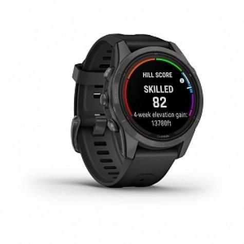 Умные часы FENIX 7S PRO Sapphire Solar титановый угольно-серый DLC с силиконовым ремешком фото 1