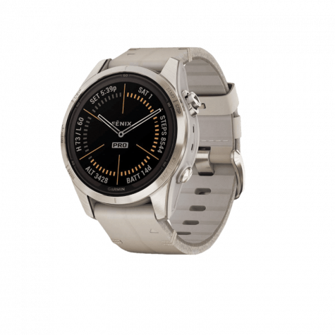 Умные часы FENIX 7S PRO Sapphire Solar золотистый корпус с кожаным ремешком цвета известняка фото 1
