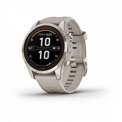Умные часы FENIX 7S PRO Sapphire Solar золотистый корпус со светло-песочным ремешком фото 1