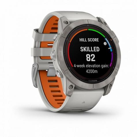 Умные часы FENIX 7X PRO Sapphire Solar Edition Титановый корпус с дымчато-серым оранжевым ремешком фото 1