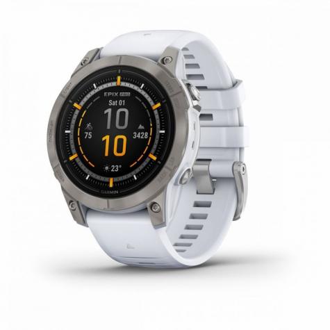 Умные часы Garmin EPIX PRO (Gen 2) Sapphire Edition 47 мм, титановый, белый DLC, белый ремешок фото 1