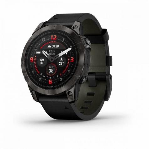 Умные часы Garmin EPIX PRO (Gen 2) Sapphire Edition 47 мм, титановый, угольно-серый DLC, черный кожаный ремешок фото 1