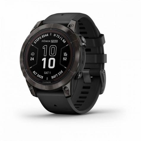 Умные часы Garmin FENIX 7 PRO Sapphire Solar титановый угольно-серый DLC с черным ремешком фото 1