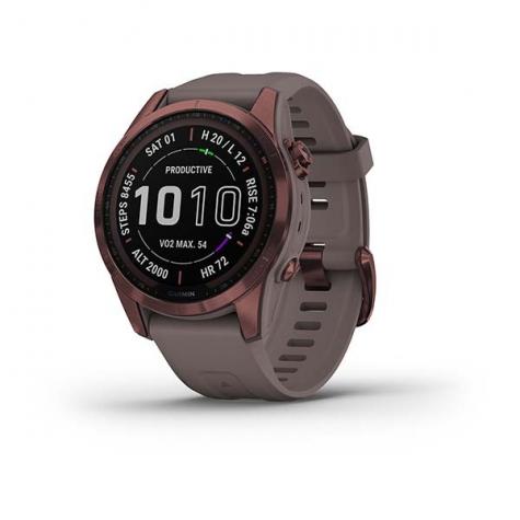 Умные часы Garmin FENIX 7S Sapphire Solar титановый темно-бронзовый с сланцево-серым силиконовым ремешком фото 1