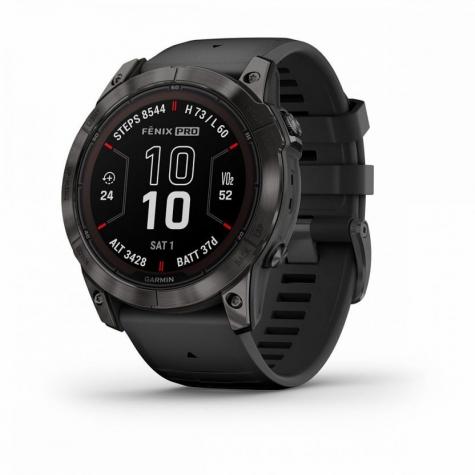 Умные часы Garmin FENIX 7X PRO Sapphire Solar Edition Титановый угольно-серый корпус с DLC-покрытием и черным ремешком фото 1