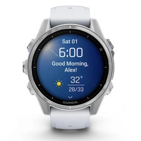 Умные часы Garmin Fenix 8, 43 мм, AMOLED, Silver with White Stone silicone band фото 3