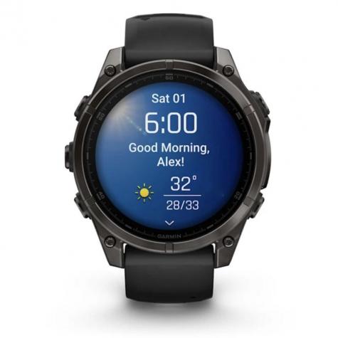 Умные часы Garmin Fenix 8, 47 мм, AMOLED, Sapphire Carbon Gray DLC Titanium with Black/Pebble Gray Silicone Band фото 3