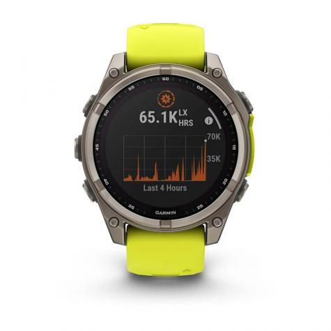 Умные часы Garmin Fenix 8, 47 мм, Solar, Sapphire titanium with an amp yellow/graphite silicone band фото 3