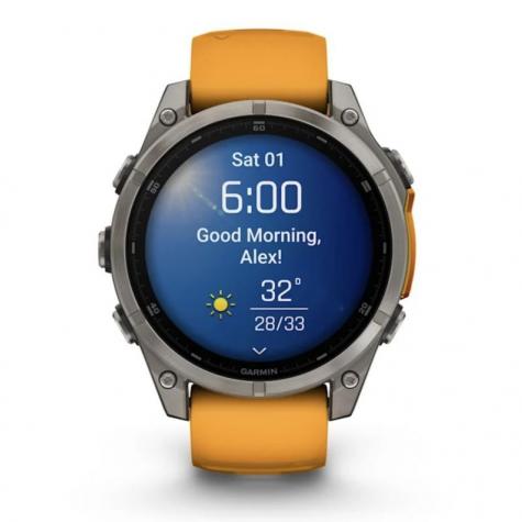 Умные часы Garmin Fenix 8, 51 мм, AMOLED, Sapphire Titanium with spark orange/graphite silicone band фото 3