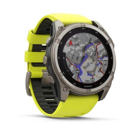 Умные часы Garmin Fenix 8, 51 мм, Solar, Sapphire Titanium with AMP yellow/graphite silicone band фото 3