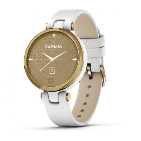 Умные часы Garmin LILY светло-золотистый безель, белый корпус и итальянский кожаный ремешок фото 1