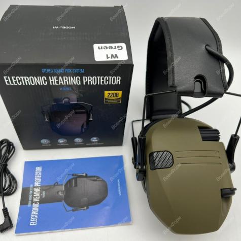 Тактические складные активные наушники ELECTRONIC HEARING PROTECTOR SERIES W1 GREEN фото 4
