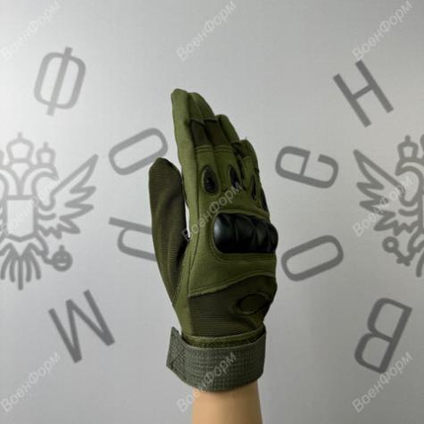 Тактические перчатки с разрезными костяшками олива фото 1