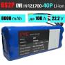 Аккумуляторная сборка 6S2P EVE INR21700-40P: 8000 mAh, 80A (100A-пик), 22.2V / Горизонтальная батарейная фото навигации 1