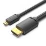 Кабель Vention micro HDMI - HDMI 2.0, 3 м, 4K@60Hz, HDR, Dolby, 1080P 120Hz, HDMI-D/HDMI-A, Чёрный фото навигации 1