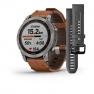 Умные часы Garmin FENIX 7 Sapphire Solar титановый серый с коричневым кожаным ремешком фото навигации 1