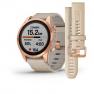Умные часы Garmin  FENIX 7S Sapphire Solar титановый цвета розовое золото с песчаным кожаным ремешком фото навигации 1