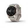 Умные часы Garmin FENIX 7S Sapphire Solar титановый кремово-золотой с светло-песочным силиконовым ремешком фото навигации 1